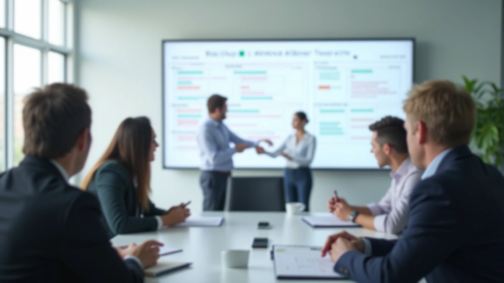 Consultor apresentando estratégia de delegação para equipa
