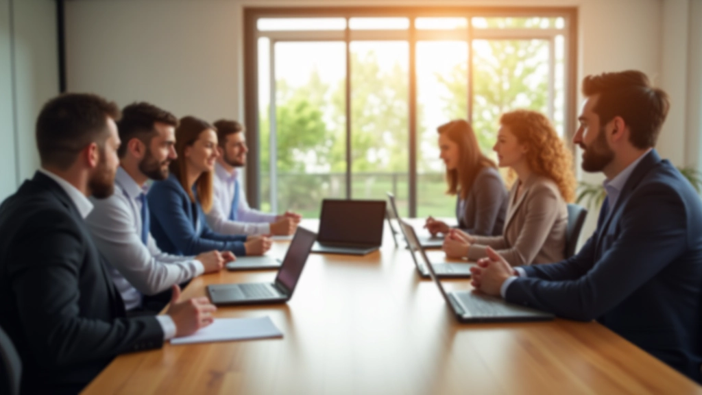 Equipa colaborando em ambiente moderno de trabalho