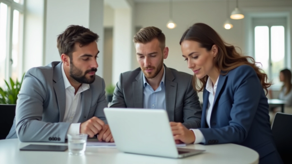 Equipa a usar ferramentas digitais de coordenação numa reunião de trabalho