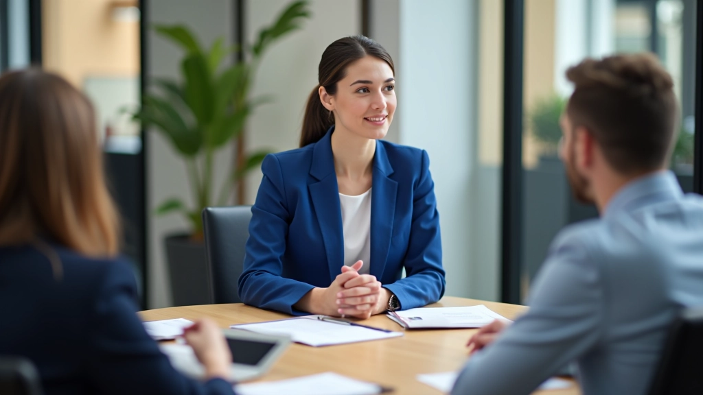 Profissional em reunião de trabalho ao redor de uma mesa com colegas, discutindo estratégias
